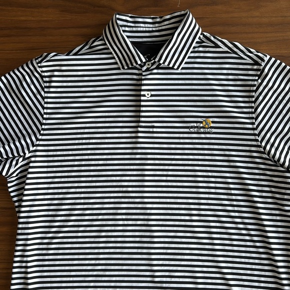 Men’s FG Tech Black and White stripe golf polo - Picture 1 of 3